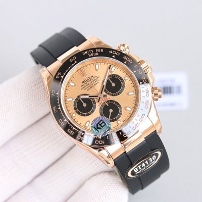 Better Factory ROLEX Daytona Black Bezel Replica 4130 Movement 904L Steel 40*12.2MM Gold Case Watch